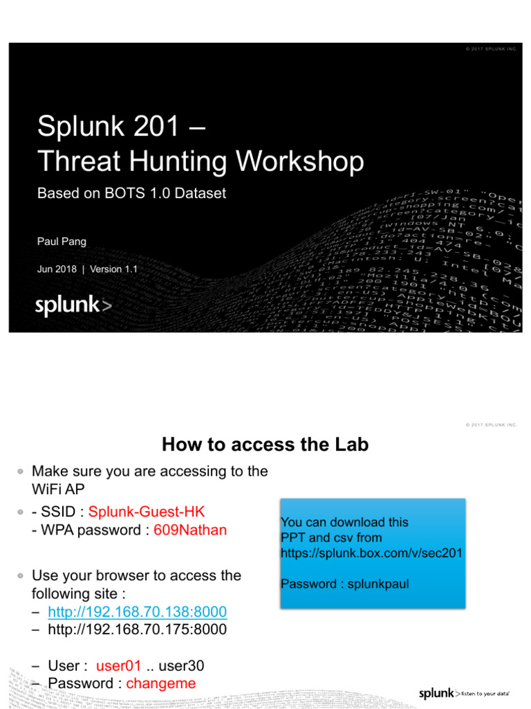 Splunk 201 Threat Hunting PDF World Wide 