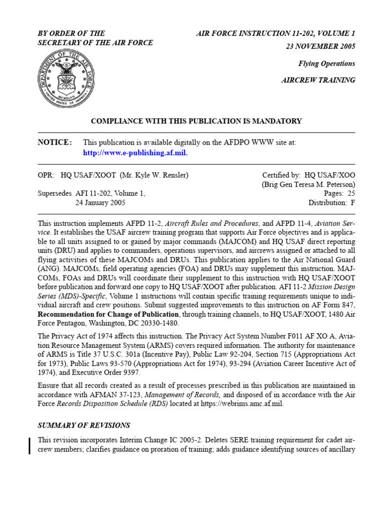 Afi 11 202 v1 nov 05 pdf united states air force aviation