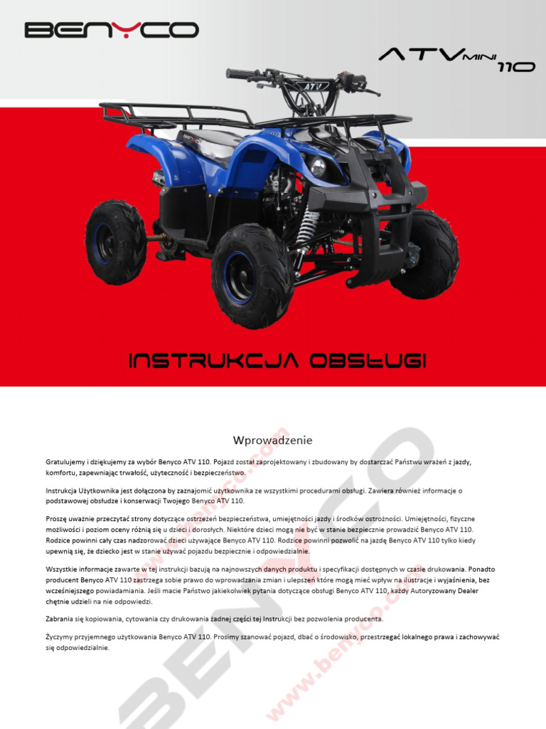 Instrukcja ATV 110 Mini | PDF