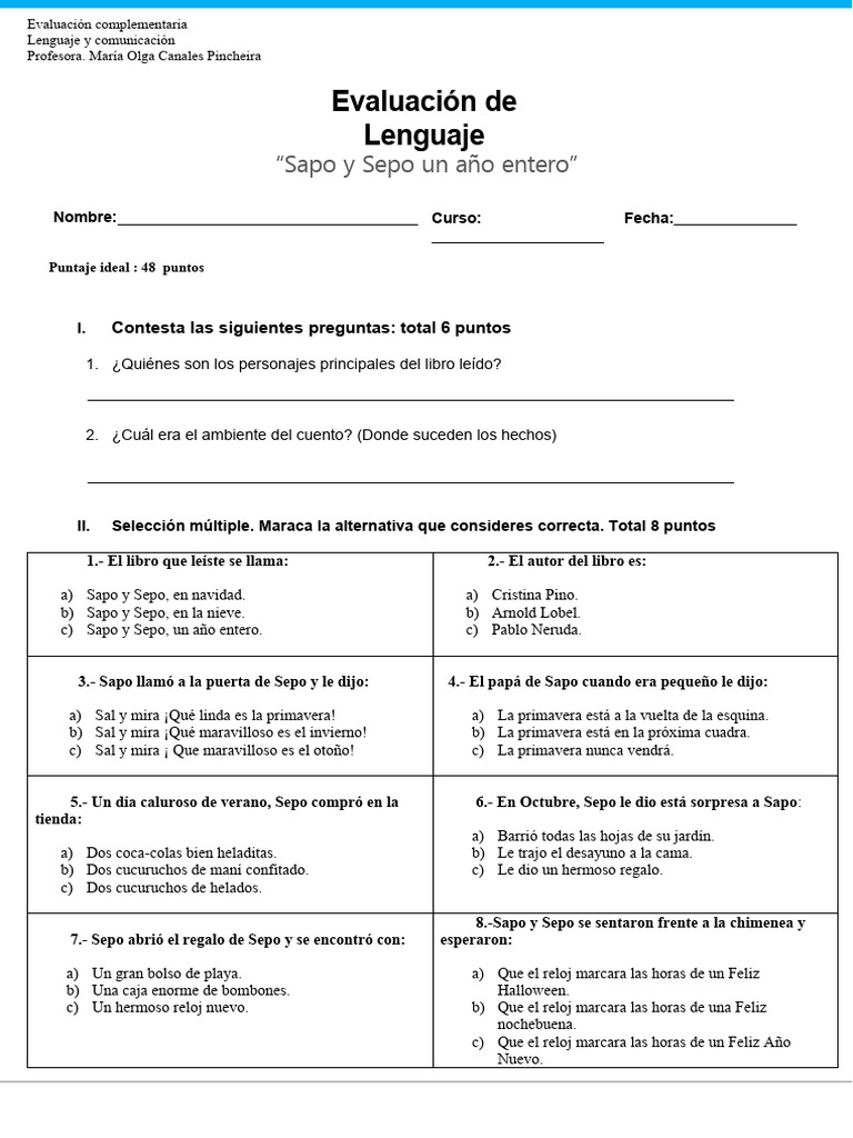 Sapo y Sepo | PDF | Nochebuena | Temporada de primavera)
