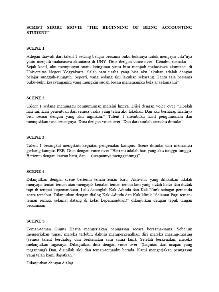 Skrip Film Pendek: Mahasiswa Akuntansi | PDF