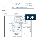 Homework 3: Orthographic Projection: Drawing of Machine Elements (PED 131)