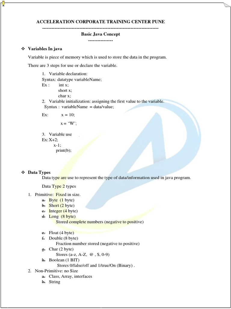 Java basic concept programme pdf inheritance object oriented