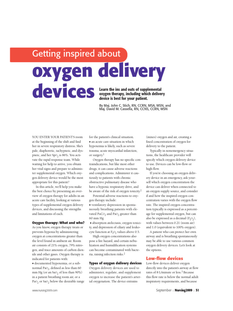 Oxygen Therapy PDF Physiology Animal Physiology