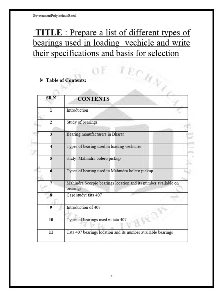 Bearings in Loading Vehicles Overview | PDF | Axle | Bearing (Mechanical)