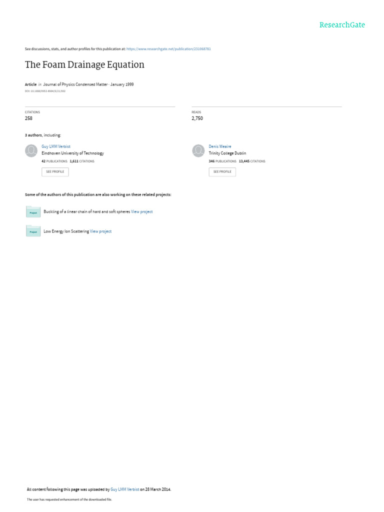 The Foam Drainage Equation PDF Foam Fluid Dynamics