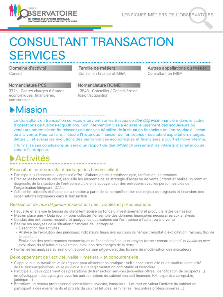 Conseil en Transaction M&A et Due Diligence | PDF | Fusions et ...