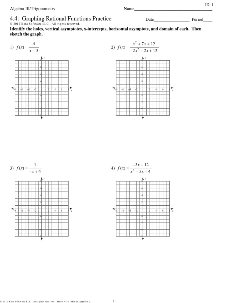 Graphing Rational Functions Worksheet 2 | PDF | Asymptote | Graph Theory