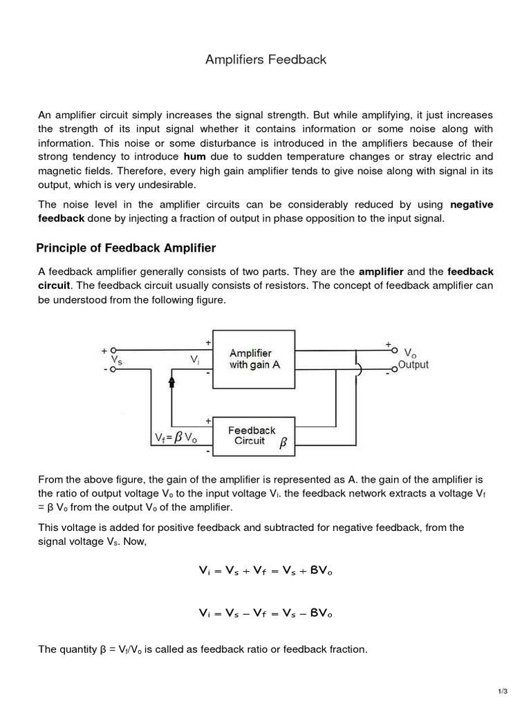 Amplifiers Feedback PDF Amplifier Feedback