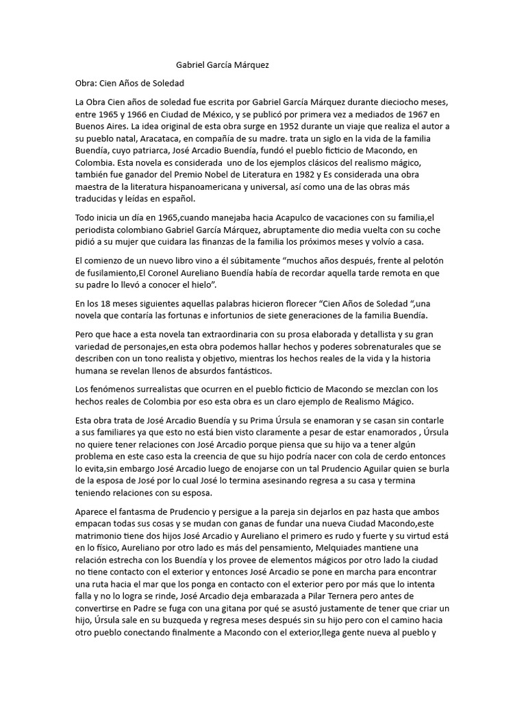 Resumen de Cien A os de Soledad - 1718402830