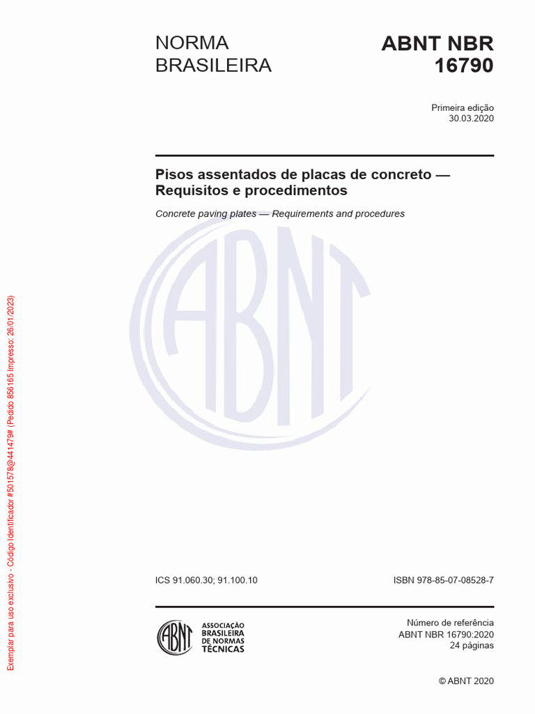 Requisitos para Pisos de Concreto ABNT NBR 16790 | PDF | Concreto ...