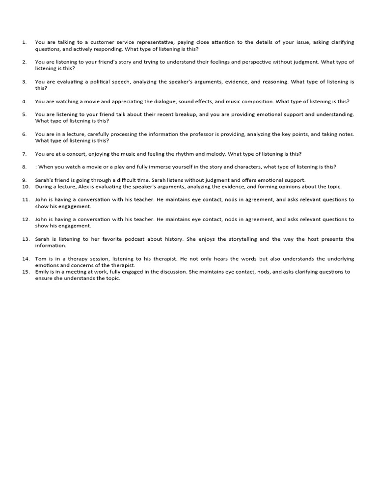 Types Of Listening Test