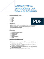 Relación Entre La Concentración de Una Disolución y Su Densidad