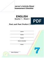 English: Learner's Activity Sheet Assessment Checklist