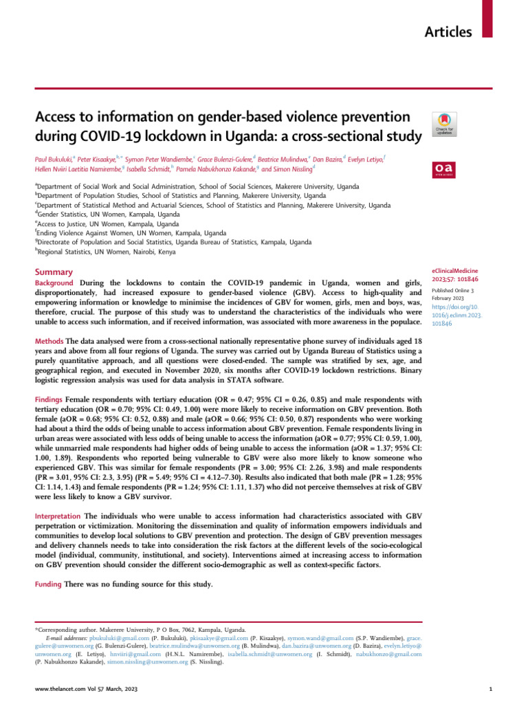 Access To Information On Gender Based Violence Pre | PDF | Domestic ...