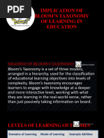 Implication of Bloom's Taxonomy of Learning in Education