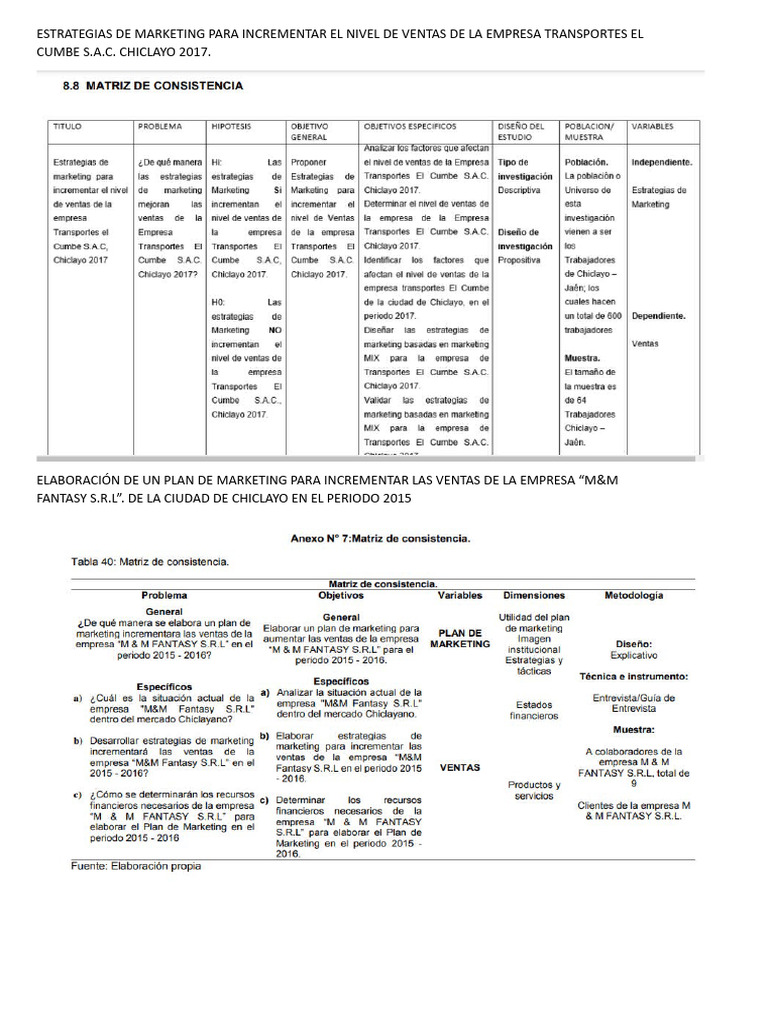 Estrategias de Marketing para Incrementar El Nivel de Ventas de La ...