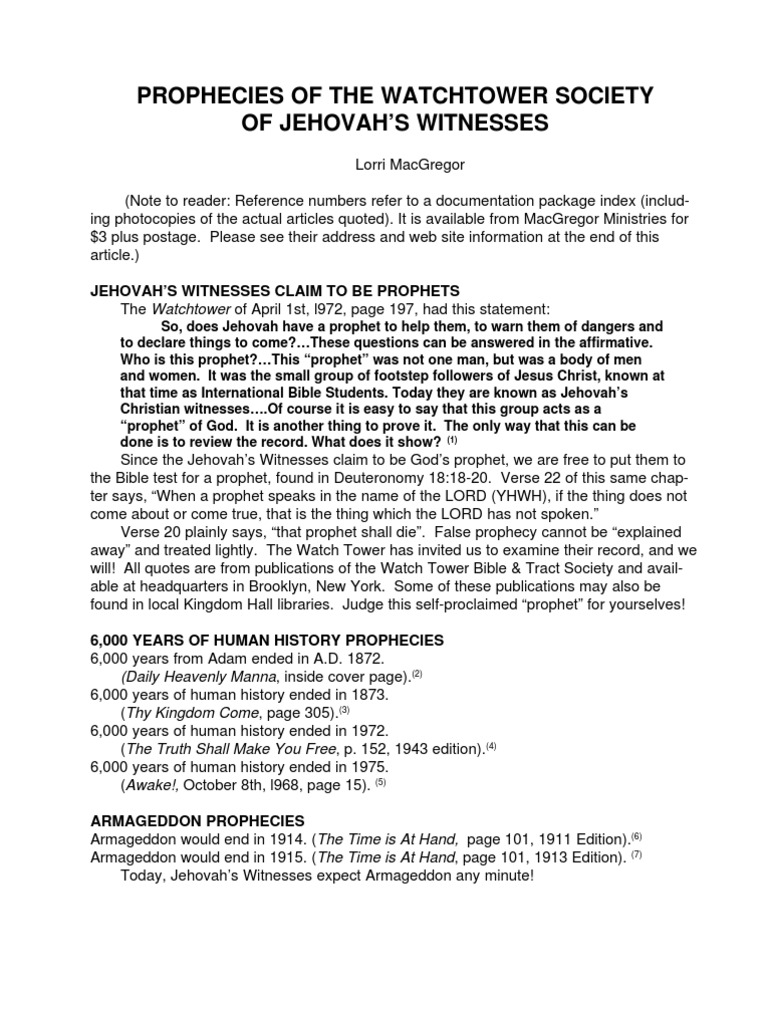 PROPHECIES OF THE WATCHTOWER SOCIETY OF THE J.Ws | PDF | Prophet | Prophecy
