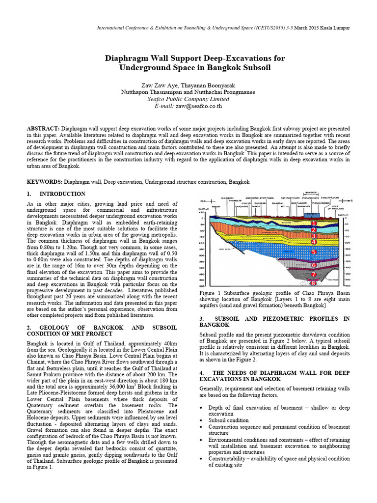 Diaphragm Wall Support Deep Excavations | PDF | Geotechnical ...