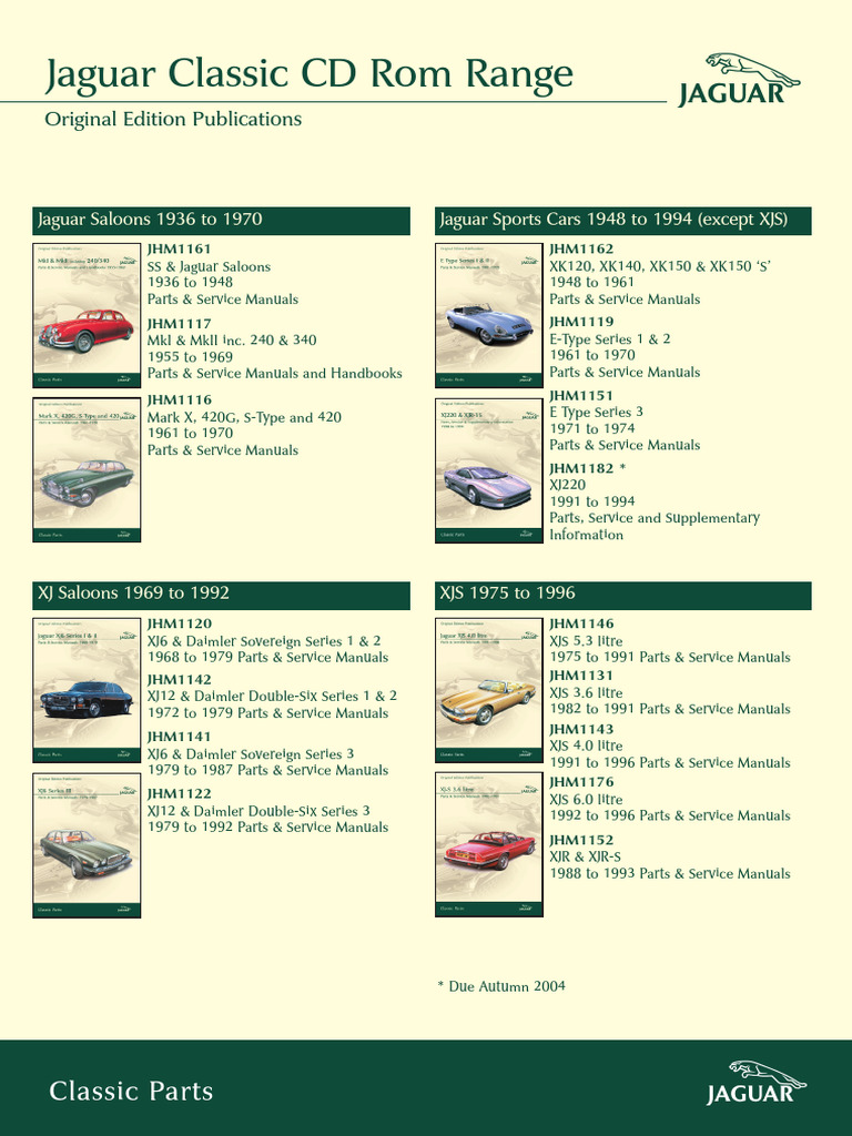 Jaguar Parts & Service Manuals Overview | PDF | Sedans