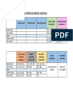 Horaire Rentrée