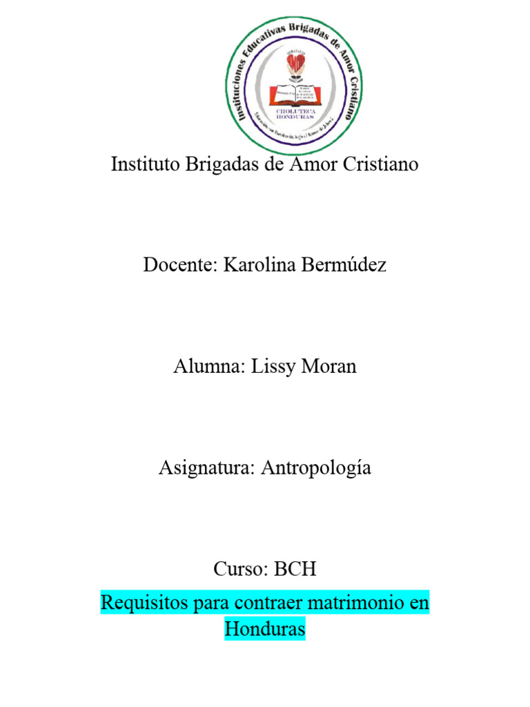 Requisitos para Contraer Matrimonio en Honduras | Descargar gratis PDF ...