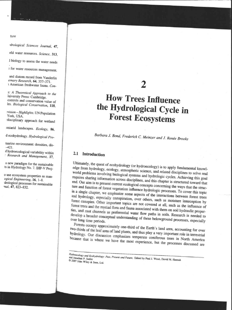 How Trees Inlfuence The Hidrological Cycle in Forest Ecosystems | PDF