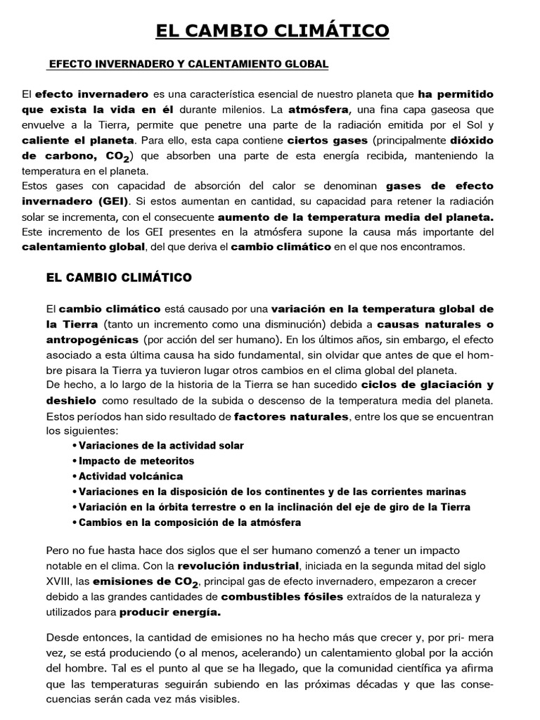 Efecto Invernadero y Cambio Climático | PDF | Gases de efecto ...