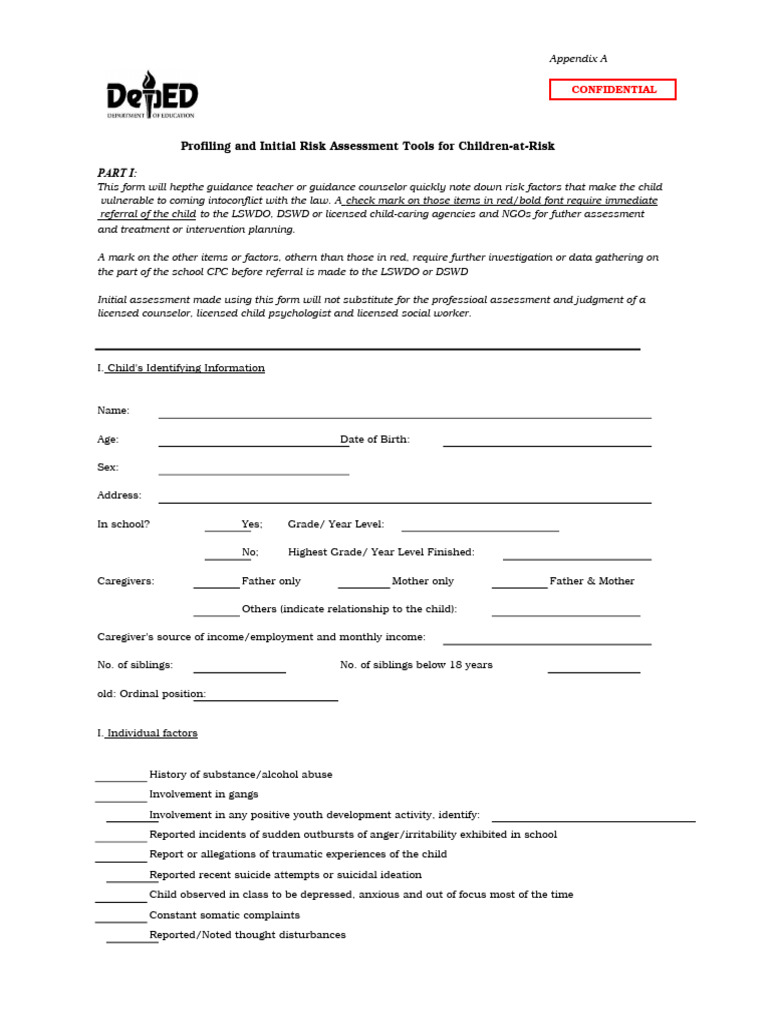E. Enclosure No.13 - Profiling and Initial Risk Assessment Tools For ...