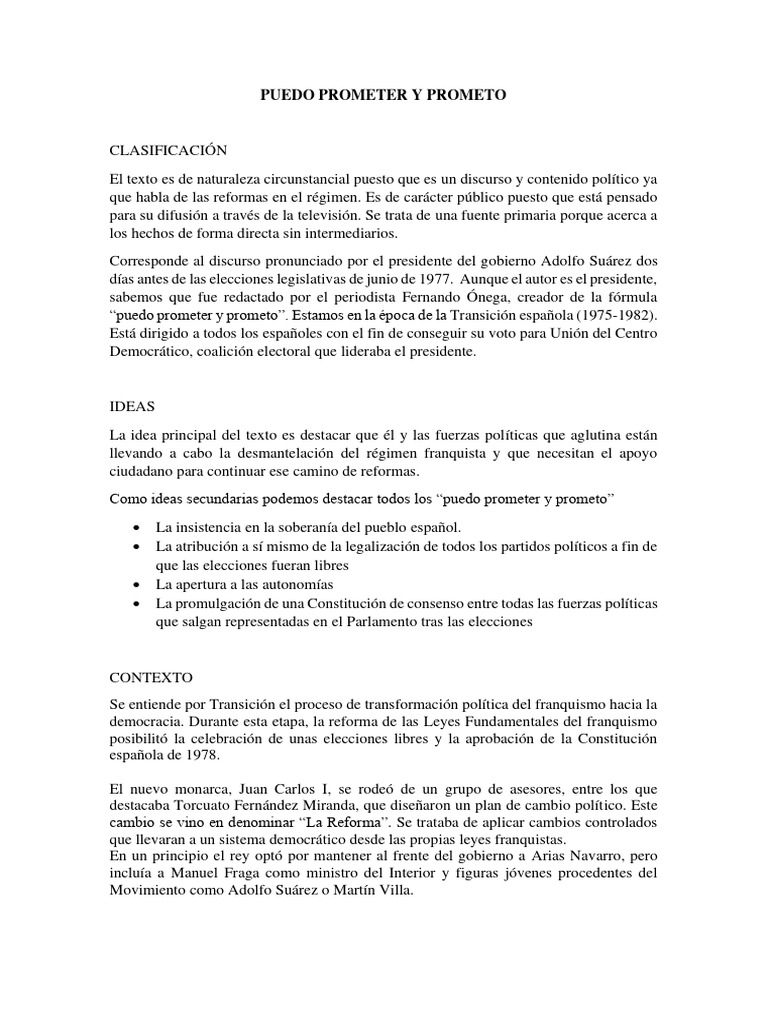 Promesas de Suárez en la Transición | PDF | Gobierno | Política de españa