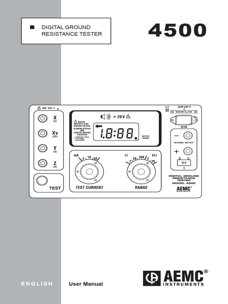 AEMC Model 4500 Digital Ground Resistance Tester Manual PDF