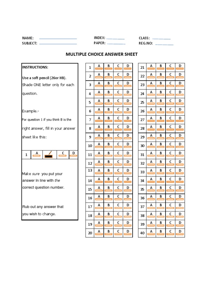 MCQ Answer Sheet Template 1-40 | PDF | Games & Activities | Teaching ...