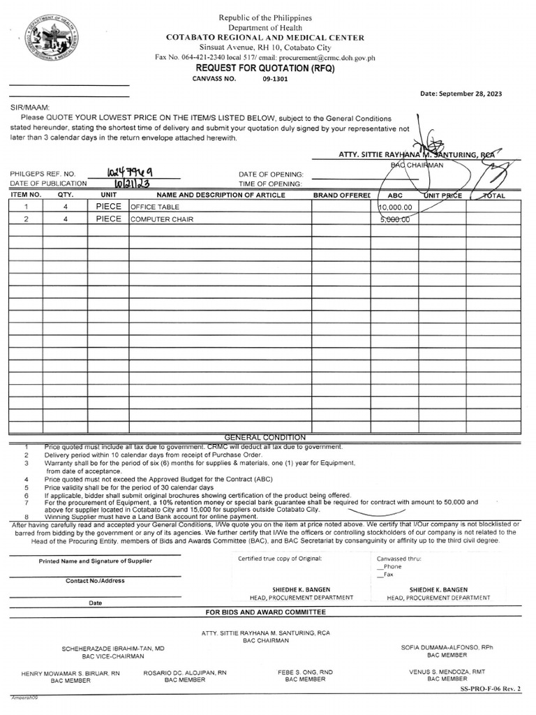 RFQ#09-1301 Office Table | PDF | Business Process Management | Business ...