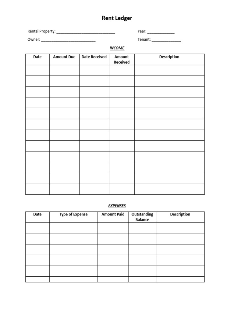 Rental Ledger Template for Properties | PDF