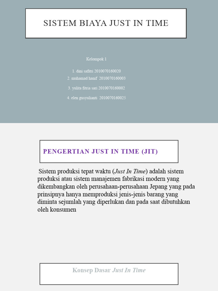 Sistem Biaya Just In Time (JIT) | PDF