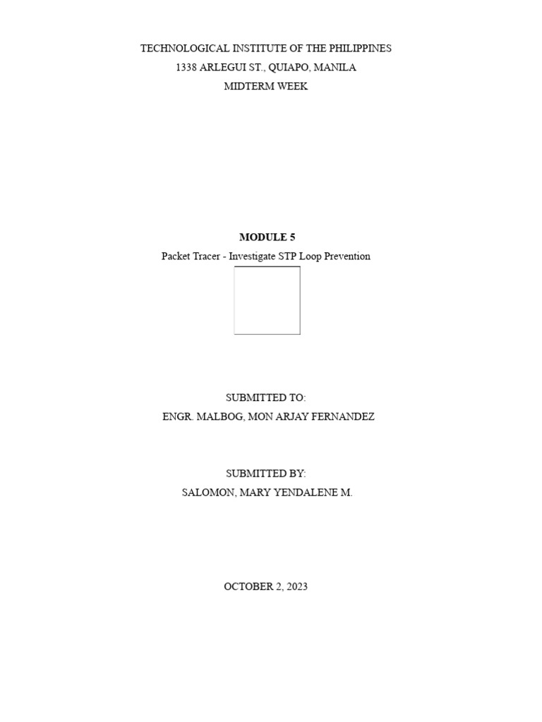 Salomon 5 1 9 packet tracer investigate stp loop prevention pdf