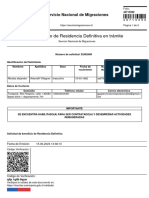 Certificado de Residencia Definitiva en Trámite: Servicio Nacional de Migraciones