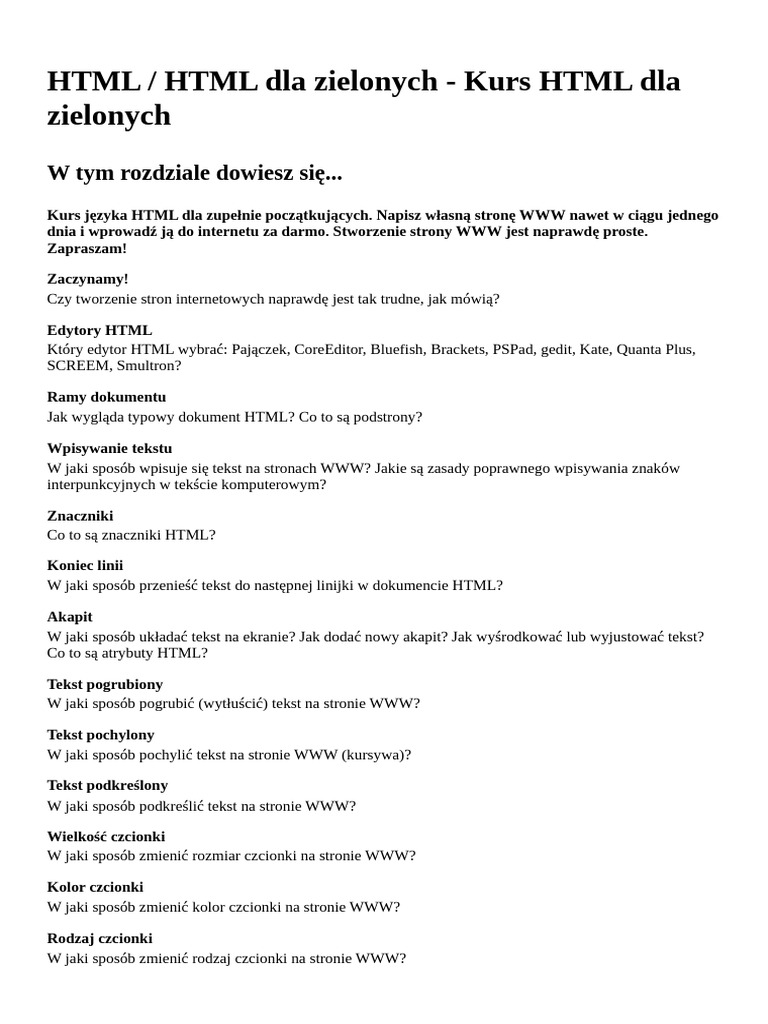 kurs html webmaster