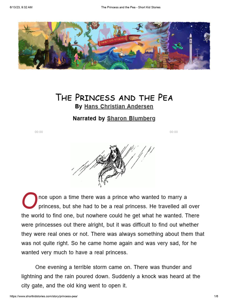 The Princess and The Pea - Short Kid Stories | PDF