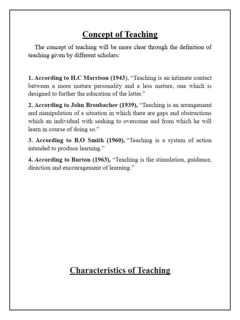 Concept of teaching pdf teachers learning