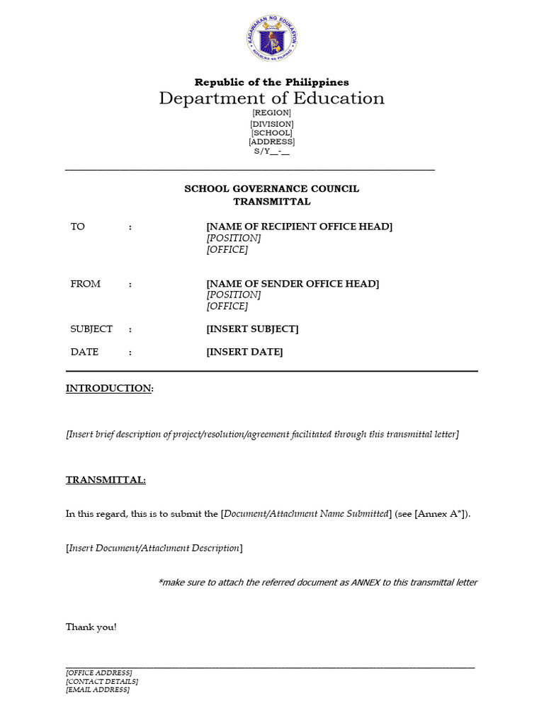 SGC Transmittal Letter Template PDF