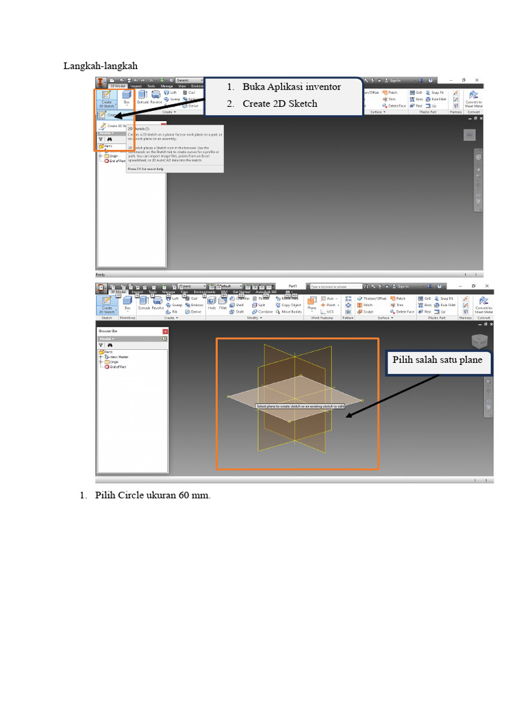 Panduan Jobsheet Inventor 2D/3D | PDF