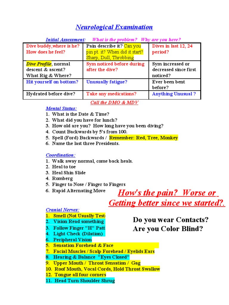 Neurological Examination Protocol | PDF | Self-Improvement
