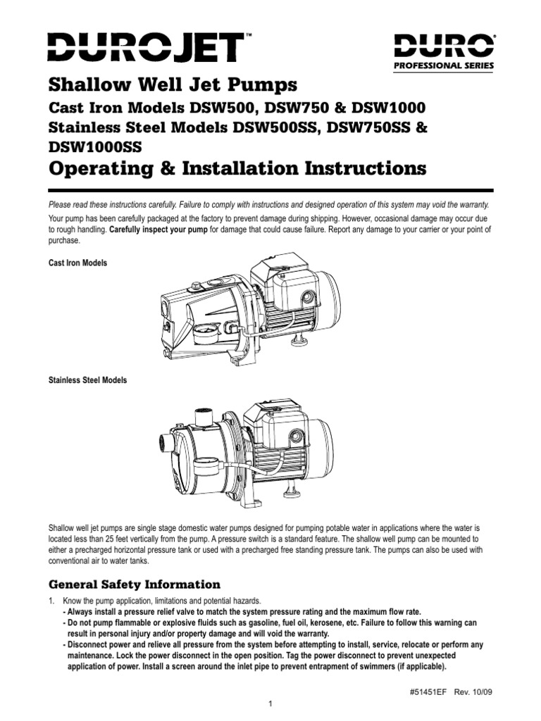 Shallow Well Jet Pump Installation Guide | PDF | Pump | Valve