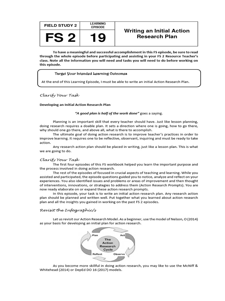 Initial Action Research Plan Guide | PDF | Action Research | Learning