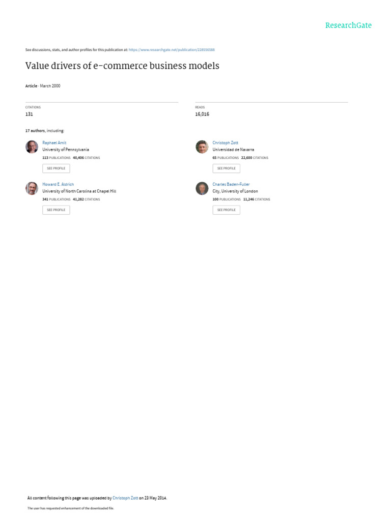 E-Commerce Business Model Value Drivers | PDF | Business Model | Market ...
