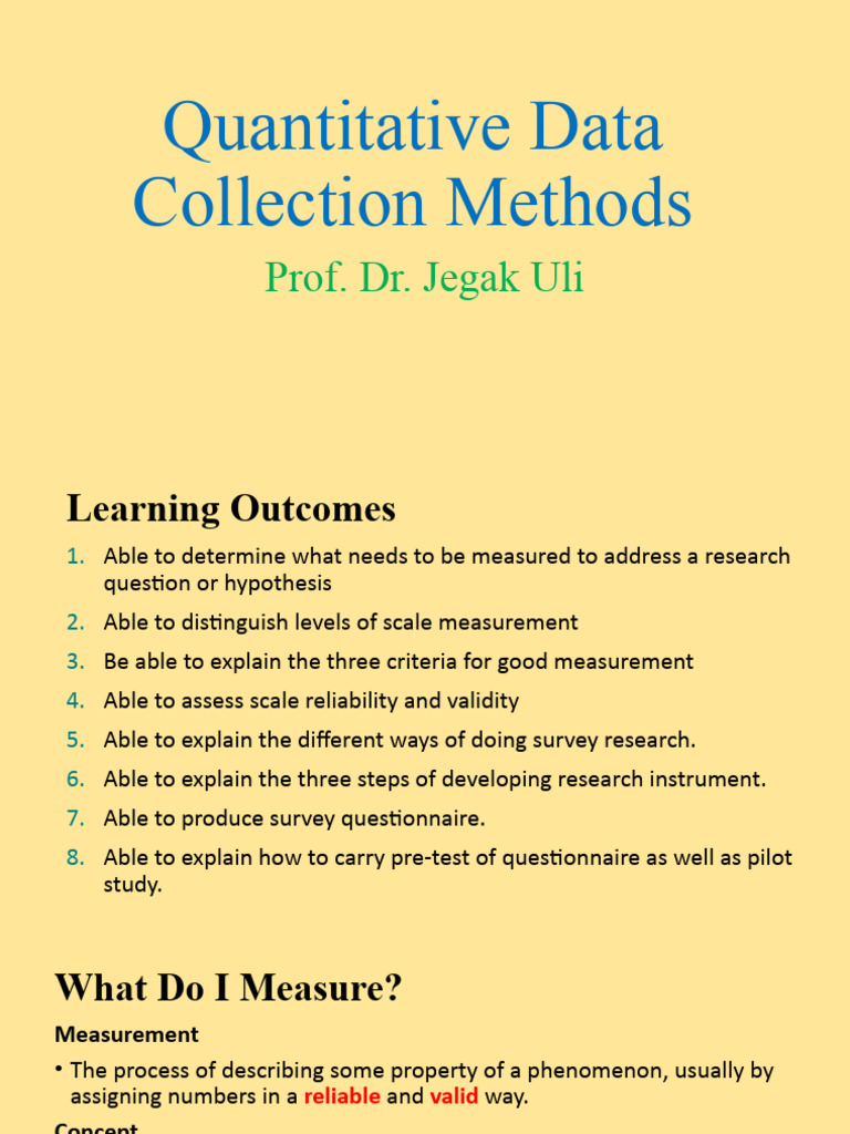 Quantitative Data Collection Methods PDF Cost Of Living Level Of