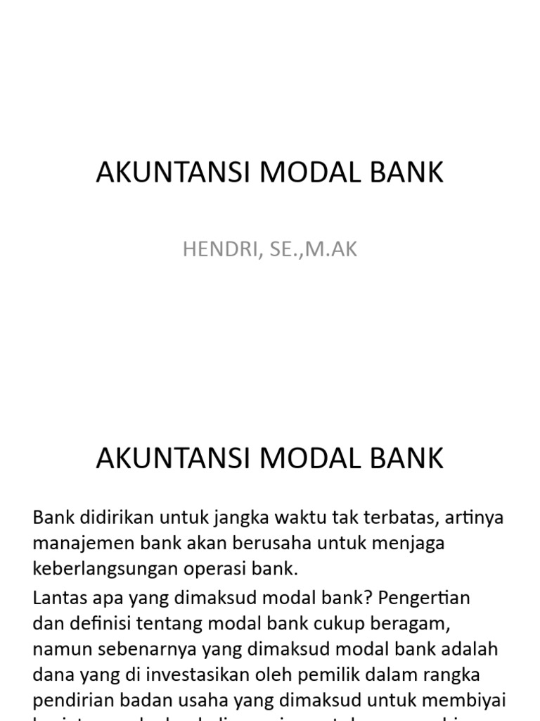 Klasifikasi Modal Bank dan Rasio Kecukupan | PDF | Pengelolaan Keuangan ...