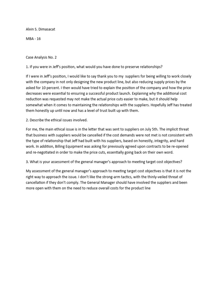 Supply Chain Case 2 Dimasacat Pdf