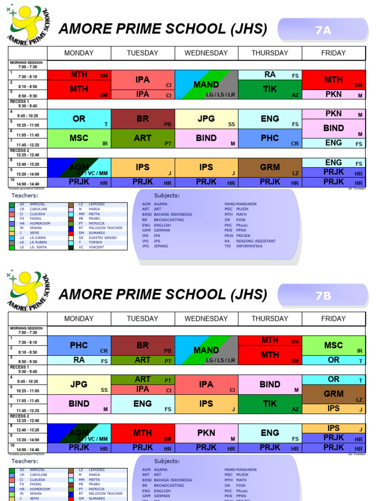 Schedule JHS V2 Final | PDF